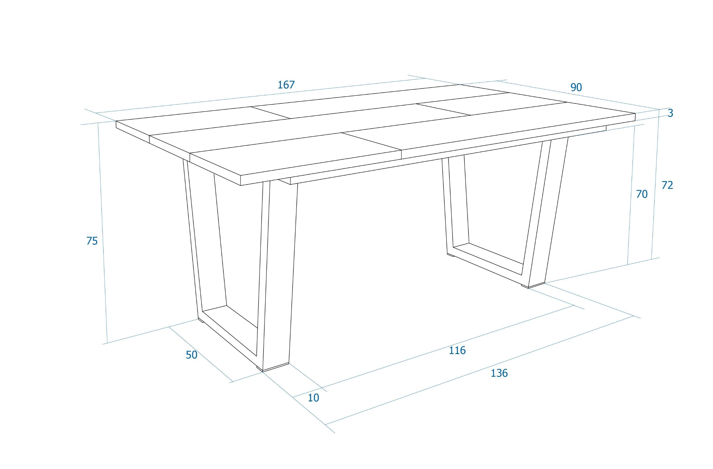 Tavolo da Pranzo, 167x90x74 cm, Per 8 persone, Tavolo Cucina, Nero