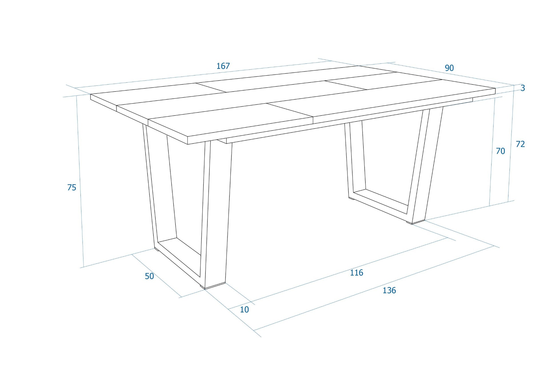 Tavolo da Pranzo, 167x90x74 cm, Per 8 persone, Tavolo Cucina, Nero