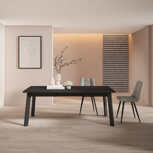 Tavolo da Pranzo, 194x90x74cm, Per 10 persone, Gambe in legno, Nero RF2919