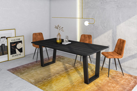 Tavolo da Pranzo, 194x90x74 cm, Per 10 persone, Tavolo Cucina, Nero