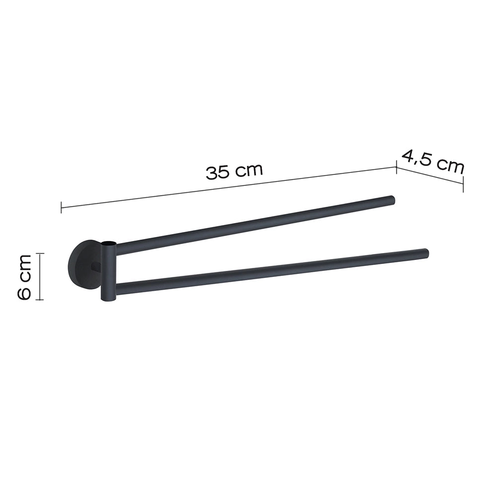 Portasalviette a snodo a muro 36 cm Gedy in acciaio nero opaco | Eros
