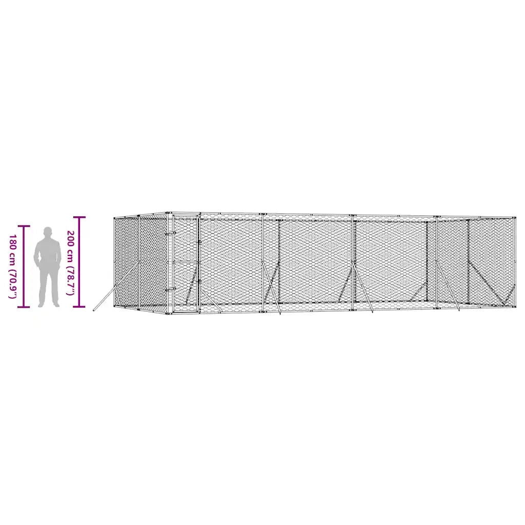Cuccia per Cani da Esterno Argento 8x4x2 m in Acciaio Zincato 3190463