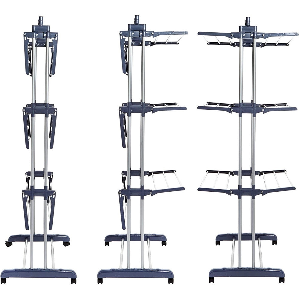 Trade Shop - Stendibiancheria Verticale A Torre Pieghevole A Torre Salvaspazio 3 Piani Ruote -