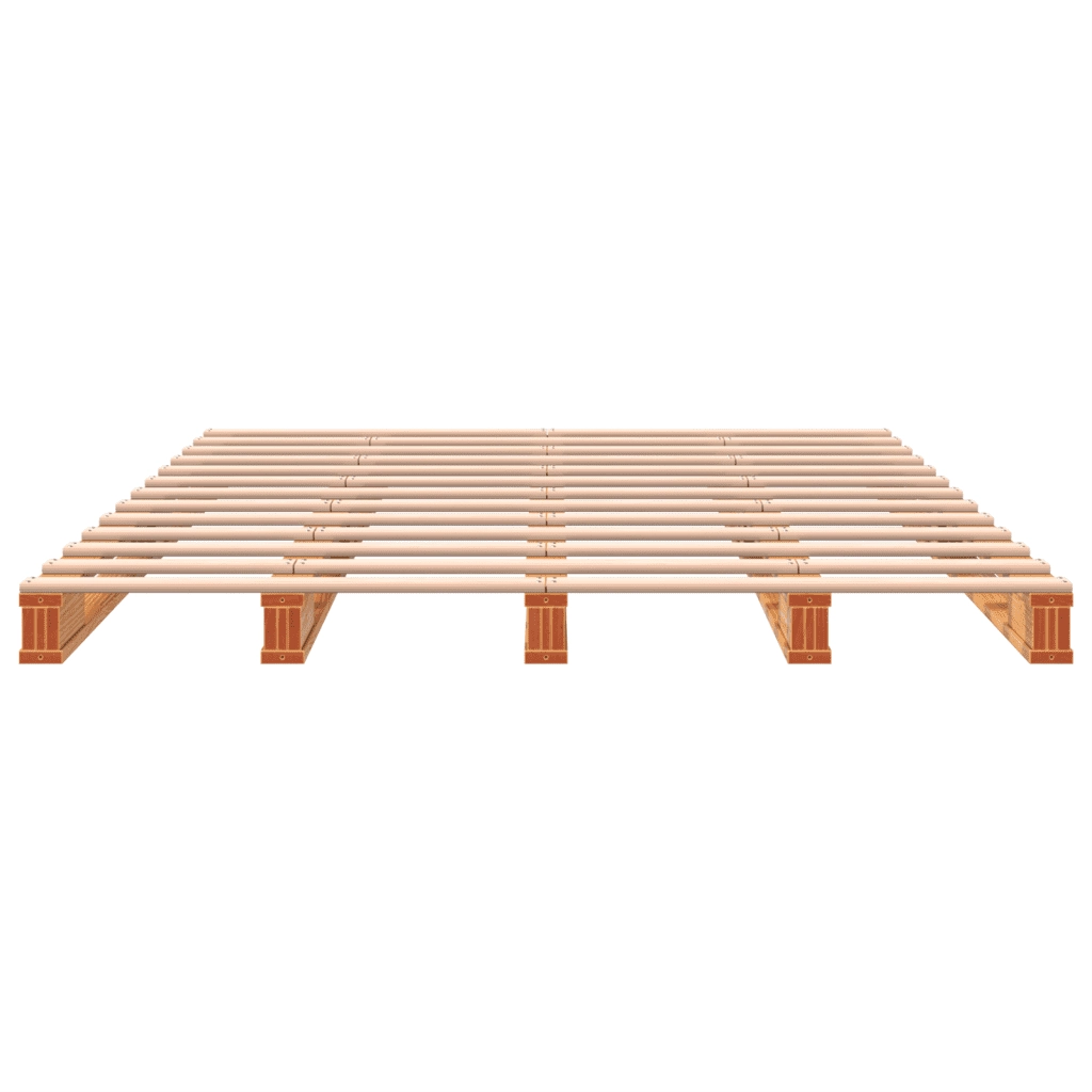 Letto Pallet Marrone Cera 140x200 cm in Legno Massello di Pino 844455