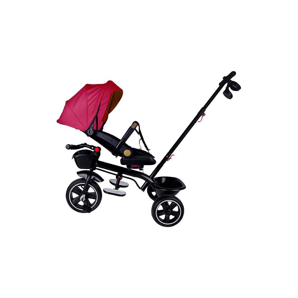Passeggino Triciclo con Sedile Girevole 65x47x110 cm con Cappotta e Cestini Fucsia