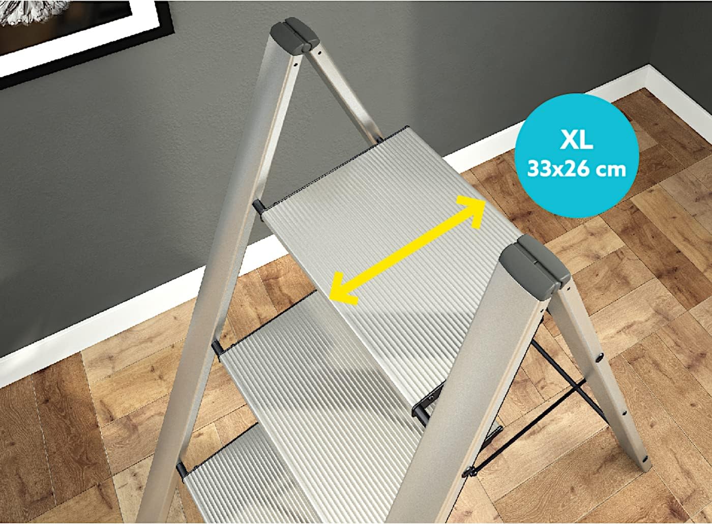 Scala Sgabello a 2 gradini salvaspazio in alluminio mod. LEONARDO 2 COLOMBO