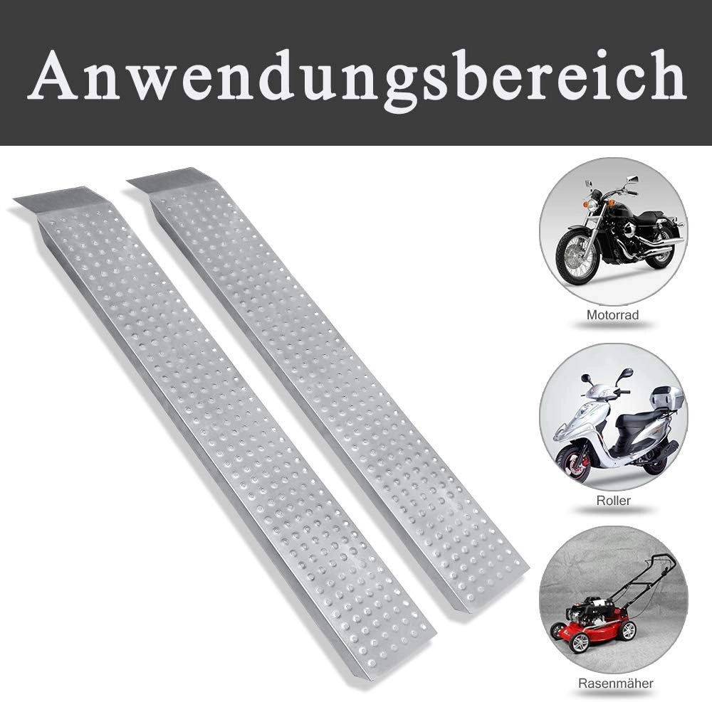 2 rampe di carico per auto, portata: 400 kg, in acciaio zincato, per moto, ATV, rimorchi, auto, argento, 160 cm