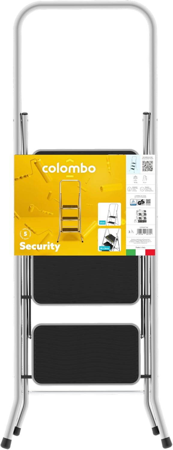 Scala a 3 gradini con tappeto antiscivolo made in italy mod.Security COLOMBO