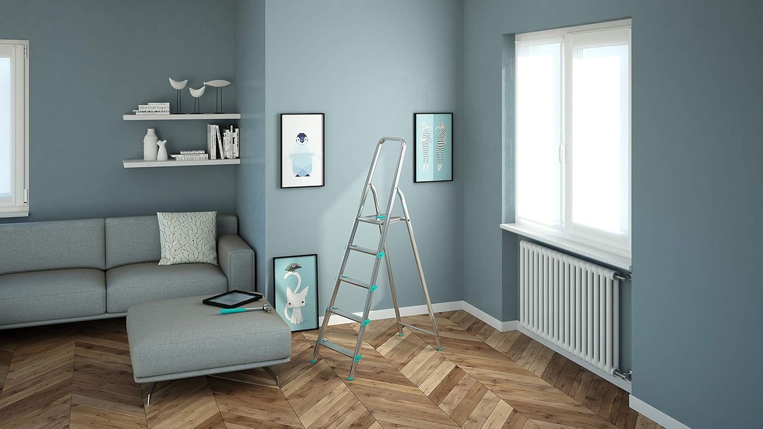 Scala a 5 gradini ultraleggera e stabile ideale per casa mod.Libellula COLOMBO