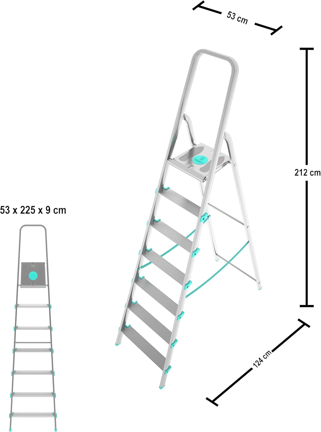 Scala a 7 gradini ultraleggera e stabile ideale per casa mod.Libellula COLOMBO