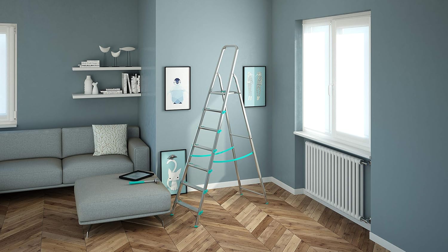 Scala a 7 gradini ultraleggera e stabile ideale per casa mod.Libellula COLOMBO