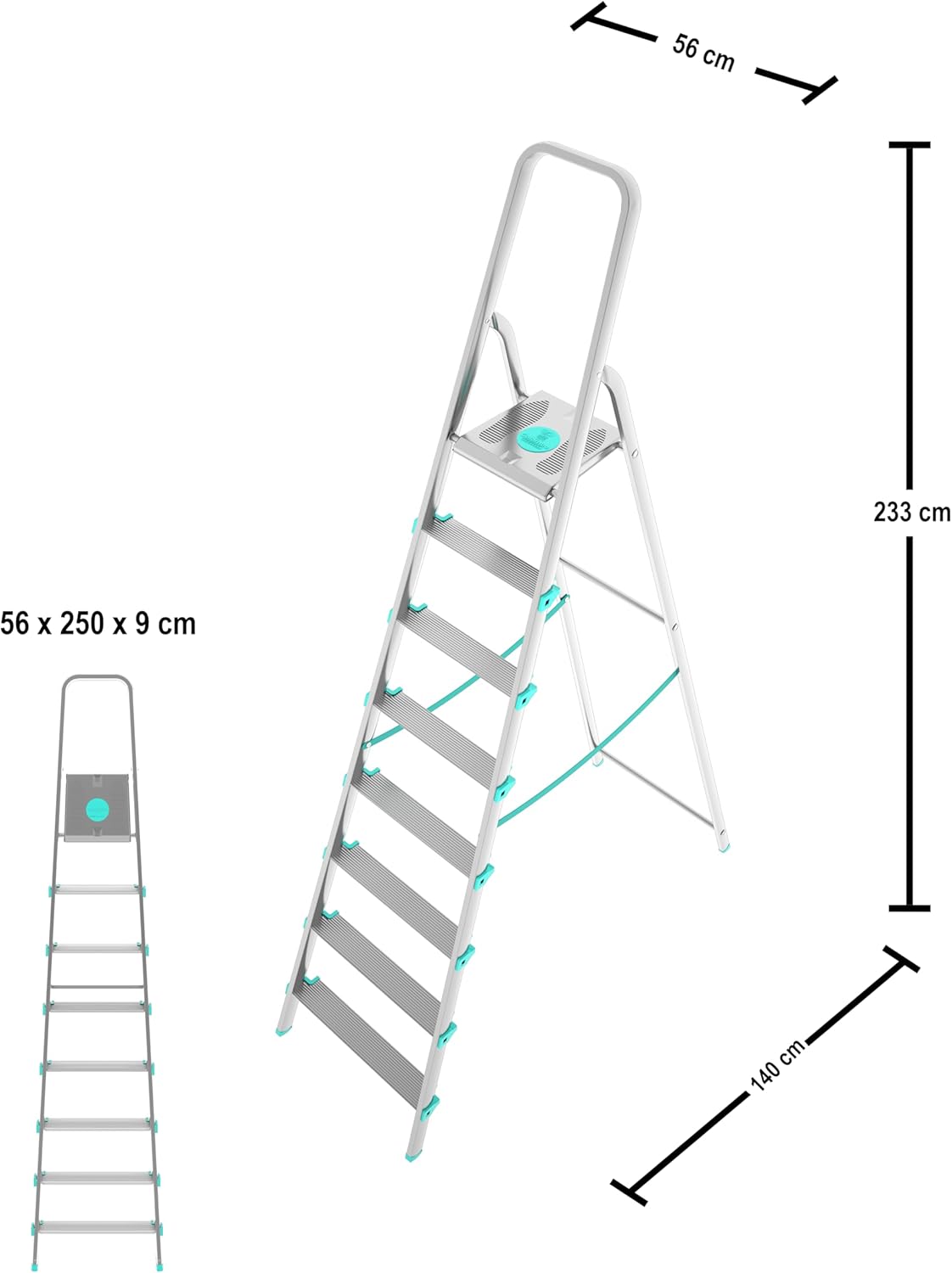 Scala a 8 gradini ultraleggera e stabile ideale per casa mod.Libellula COLOMBO