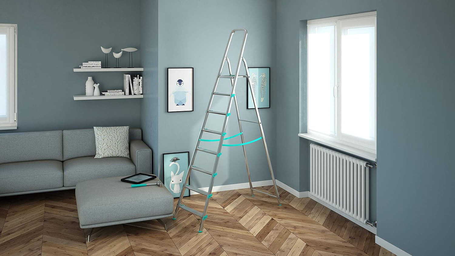 Scala a 8 gradini ultraleggera e stabile ideale per casa mod.Libellula COLOMBO