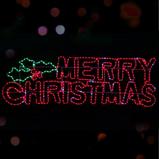 Scritta Luminosa Merry Christmas 154x47cm Multicolore 588 LED IP44 Uso Esterno