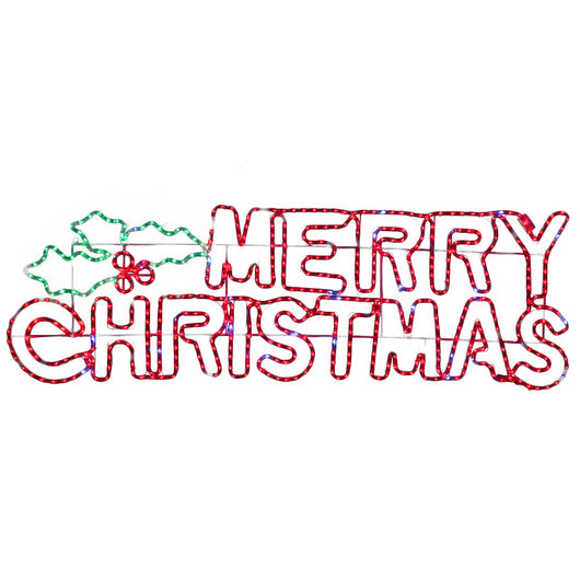 Scritta Luminosa Merry Christmas 154x47cm Multicolore 588 LED IP44 Uso Esterno