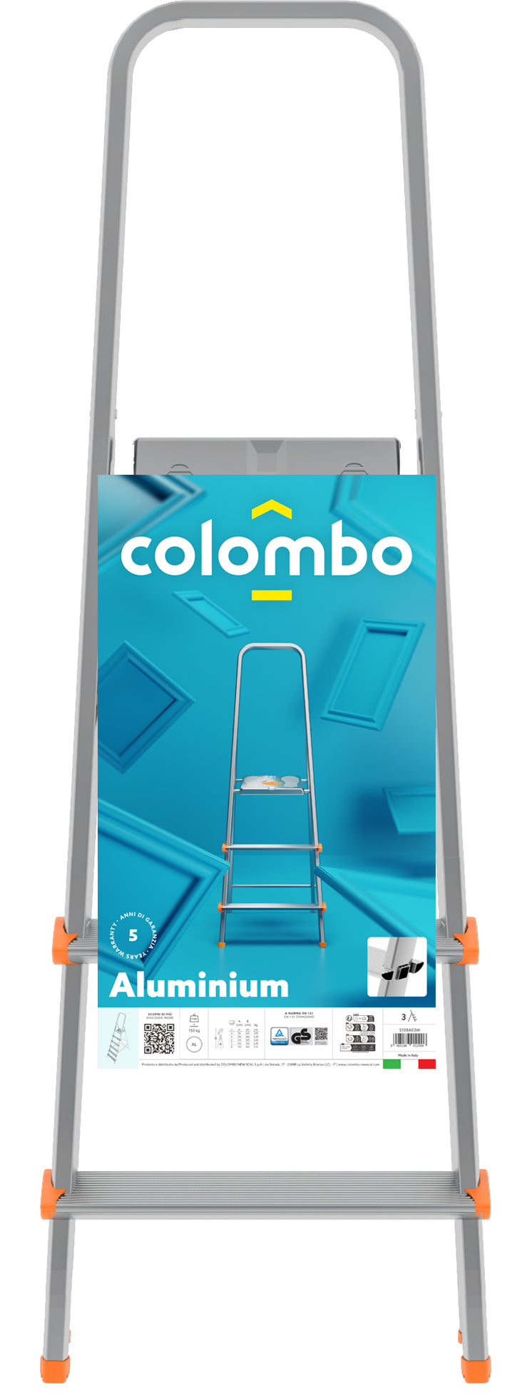 Sgabello scala a 3 gradini Robusta e Leggera mod. Aluminium COLOMBO