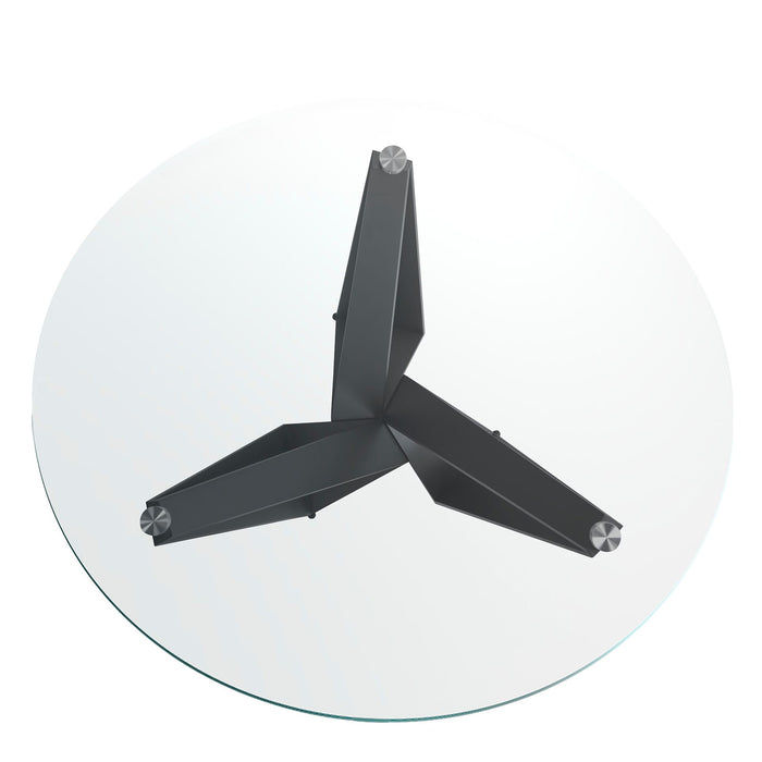 Tavolo da pranzo rotonda vetro temperato e acciaio nero