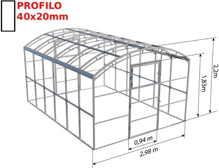 Serra BoxSer 3x4m con copertura policarbonato alveolare 4mm