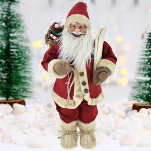 Statuina Babbo Natale Rosso  Statuetta 60cm Vestiti in Tessuto Addobbo Natalizio