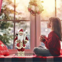 Statuina Babbo Natale Rosso  Statuetta 60cm Vestiti in Tessuto Addobbo Natalizio