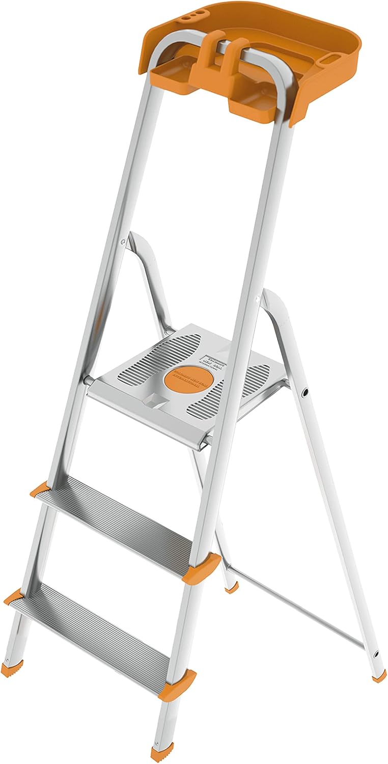 Scala a 3 gradini in Alluminio con portaoggetti per la casa e i professionisti MOD.ATTICA COLOMBO