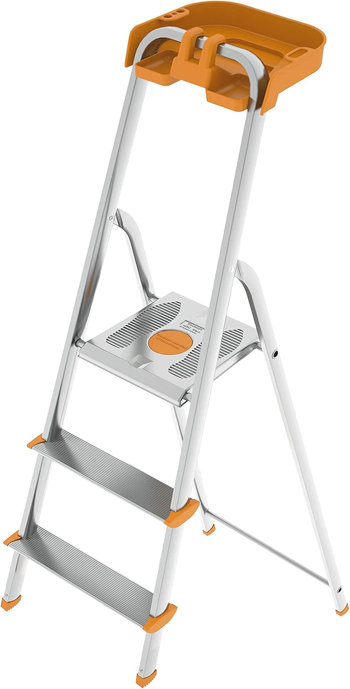 Scala a 3 gradini in Alluminio con portaoggetti per la casa e i professionisti MOD.ATTICA COLOMBO