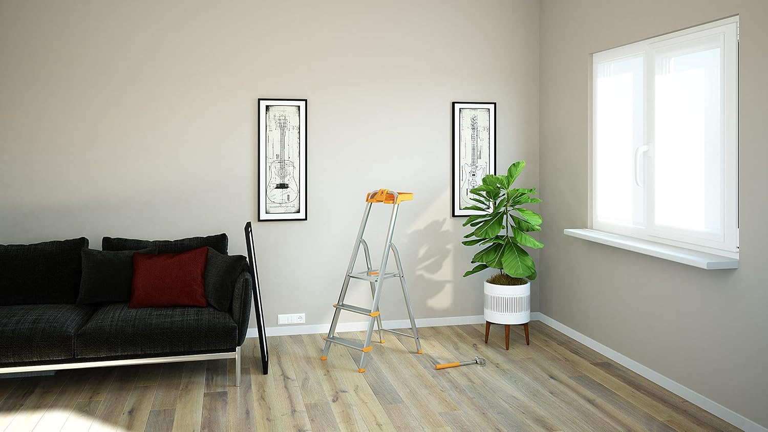 Scala a 3 gradini in Alluminio con portaoggetti per la casa e i professionisti MOD.ATTICA COLOMBO