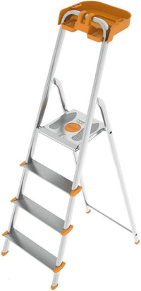 Scala a 4 gradini in Alluminio con portaoggetti per la casa e i professionisti MOD.ATTICA COLOMBO