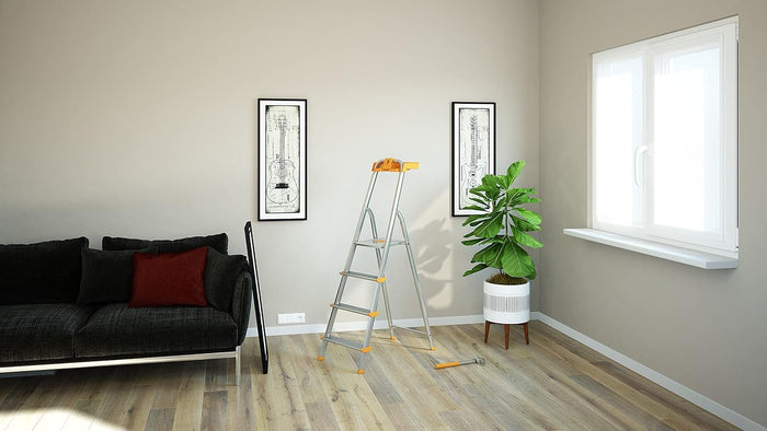 Scala a 4 gradini in Alluminio con portaoggetti per la casa e i professionisti MOD.ATTICA COLOMBO