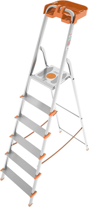 Scala a 6 gradini in Alluminio con portaoggetti per la casa e i professionisti MOD.ATTICA COLOMBO