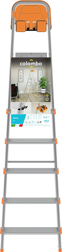 Scala a 6 gradini in Alluminio con portaoggetti per la casa e i professionisti MOD.ATTICA COLOMBO