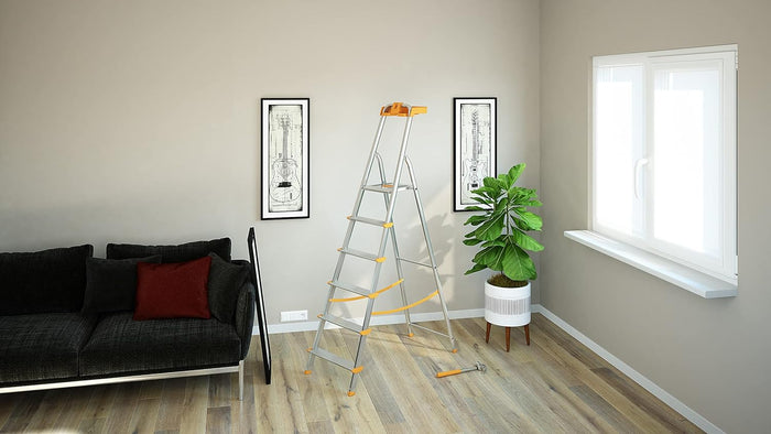 Scala a 6 gradini in Alluminio con portaoggetti per la casa e i professionisti MOD.ATTICA COLOMBO