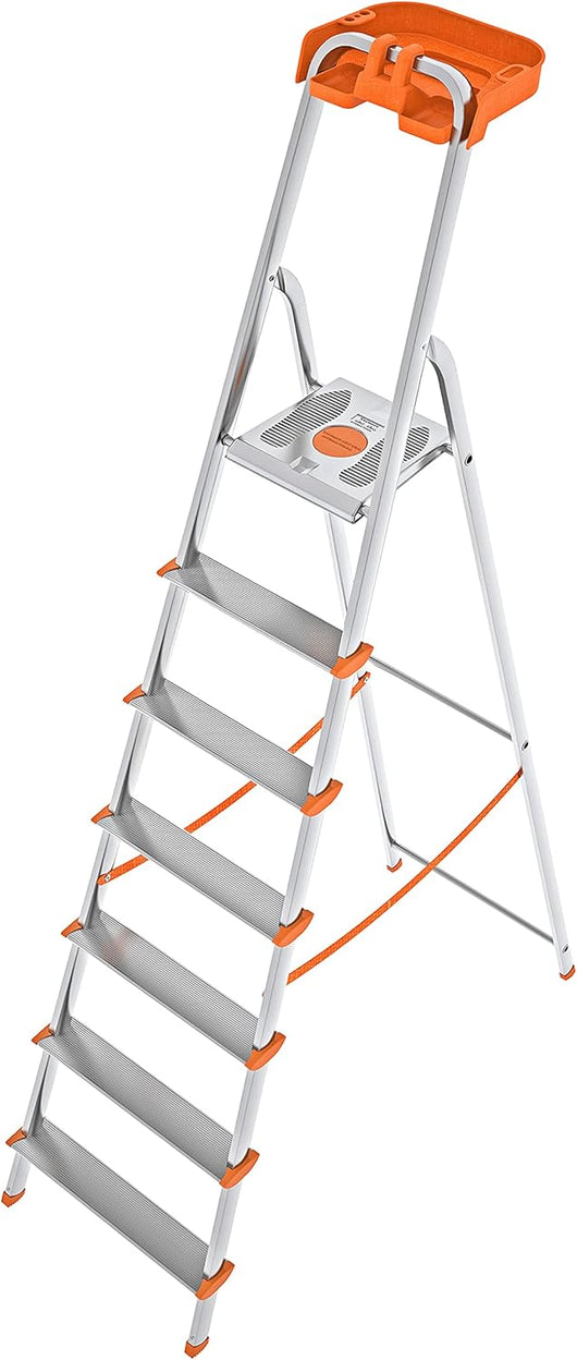 Scala a 7 gradini in Alluminio con portaoggetti per la casa e i professionisti MOD.ATTICA COLOMBO