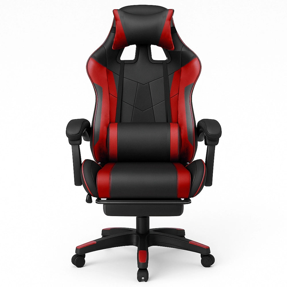 Sedia da Gaming Ecopelle Nero e Rosso Reclinabile da Scrivania Ufficio Cameretta