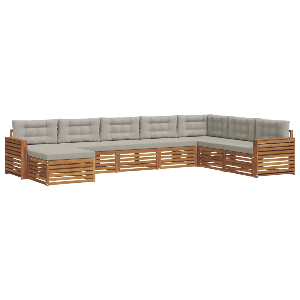 Set di divani da esterno 8 pcs Grigio Naturale e Chiaro
