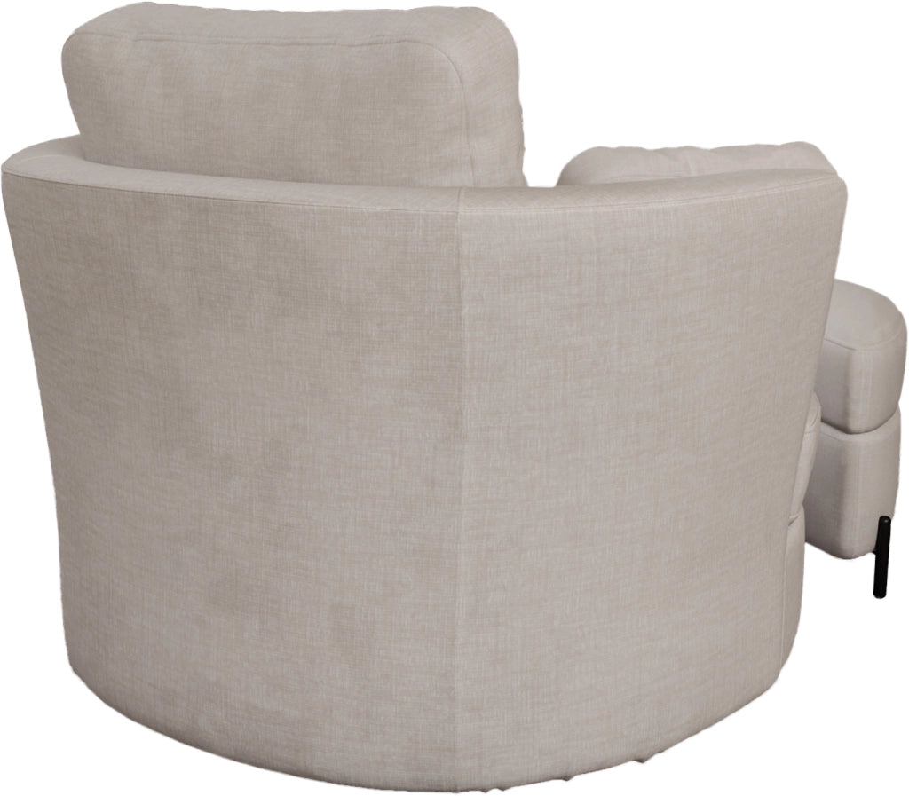 Poltrona Relax XL con Pouf Contenitore a Luna e Cuscini ¨C MINIMAL ¨C Tessuto Chenille Beige
