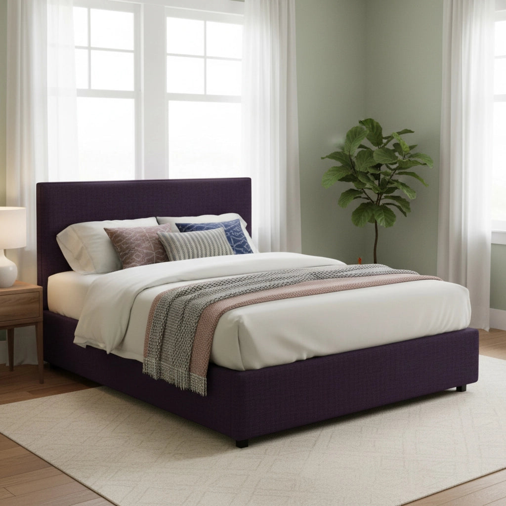 Basildon, Letto Matrimoniale Sfoderabile Made in Italy, Viola