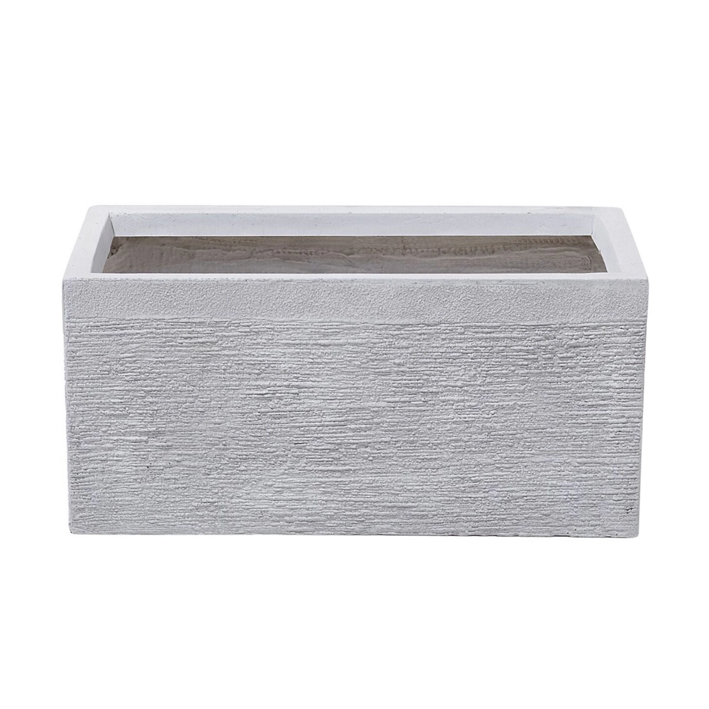 Vaso per piante in fibra di argilla bianca 50 x 23 x 24 cm Fioriera rettangolare per interni ed esterni