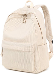 Borsa da Spalla in Corduroy Leggera per Ragazzi e Ragazze Scuola Secondaria e Università, Beige, 43 cm, Stile Classico