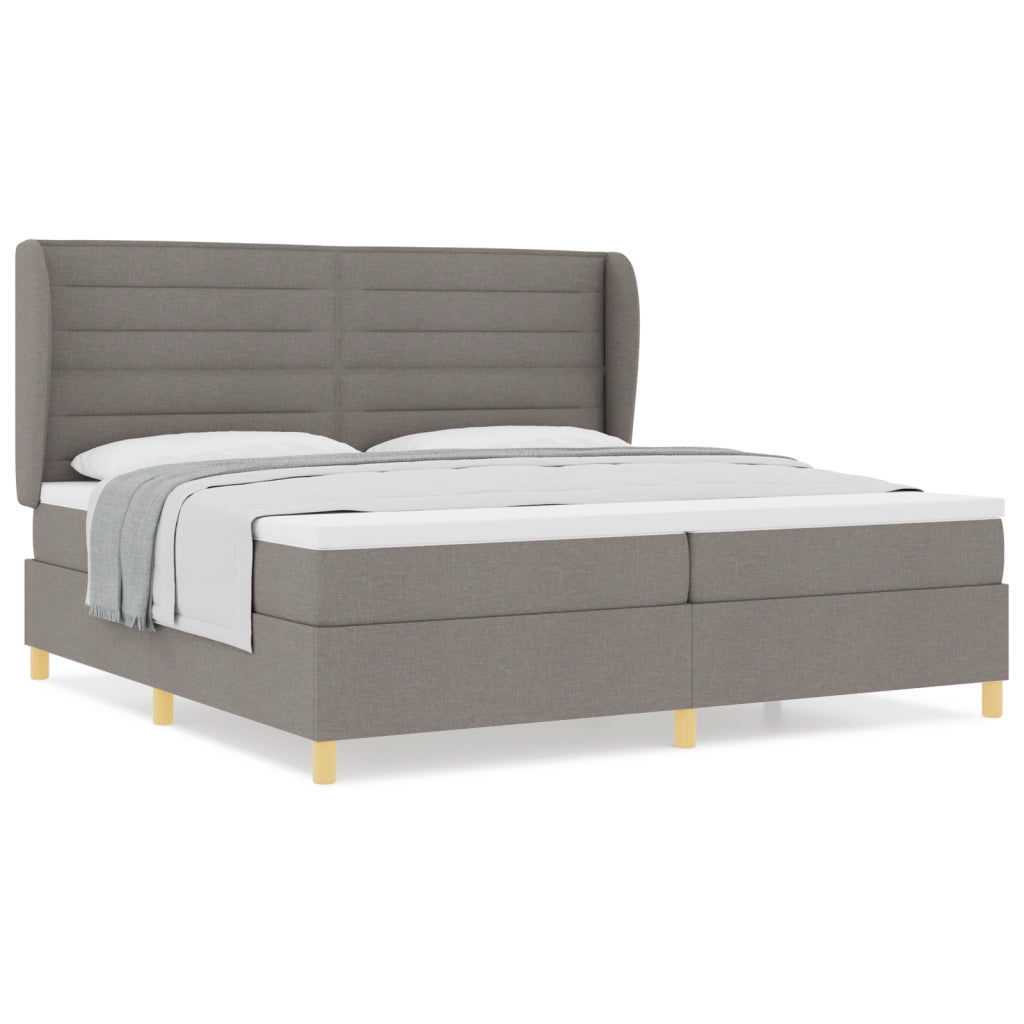 Letto Box Spring con Materasso Tortora 200x200 cm Tessuto