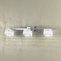 Toplight Applique da parete 3 luci Metropolitan con attacco G9, struttura cromo e vetro lavorato, design moderno 55x10x12cm