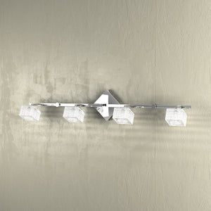 Toplight Applique da parete 4 luci Metropolitan con attacco G9, struttura cromo e vetro lavorato, design moderno 80x10x18cm