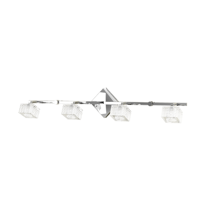 Toplight Applique da parete 4 luci Metropolitan con attacco G9, struttura cromo e vetro lavorato, design moderno 80x10x18cm