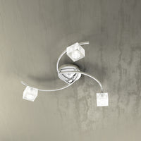 Toplight Plafoniera da soffitto 3 luci Metropolitan con attacco G9, struttura cromo e vetro lavorato, design moderno 50x50x12cm