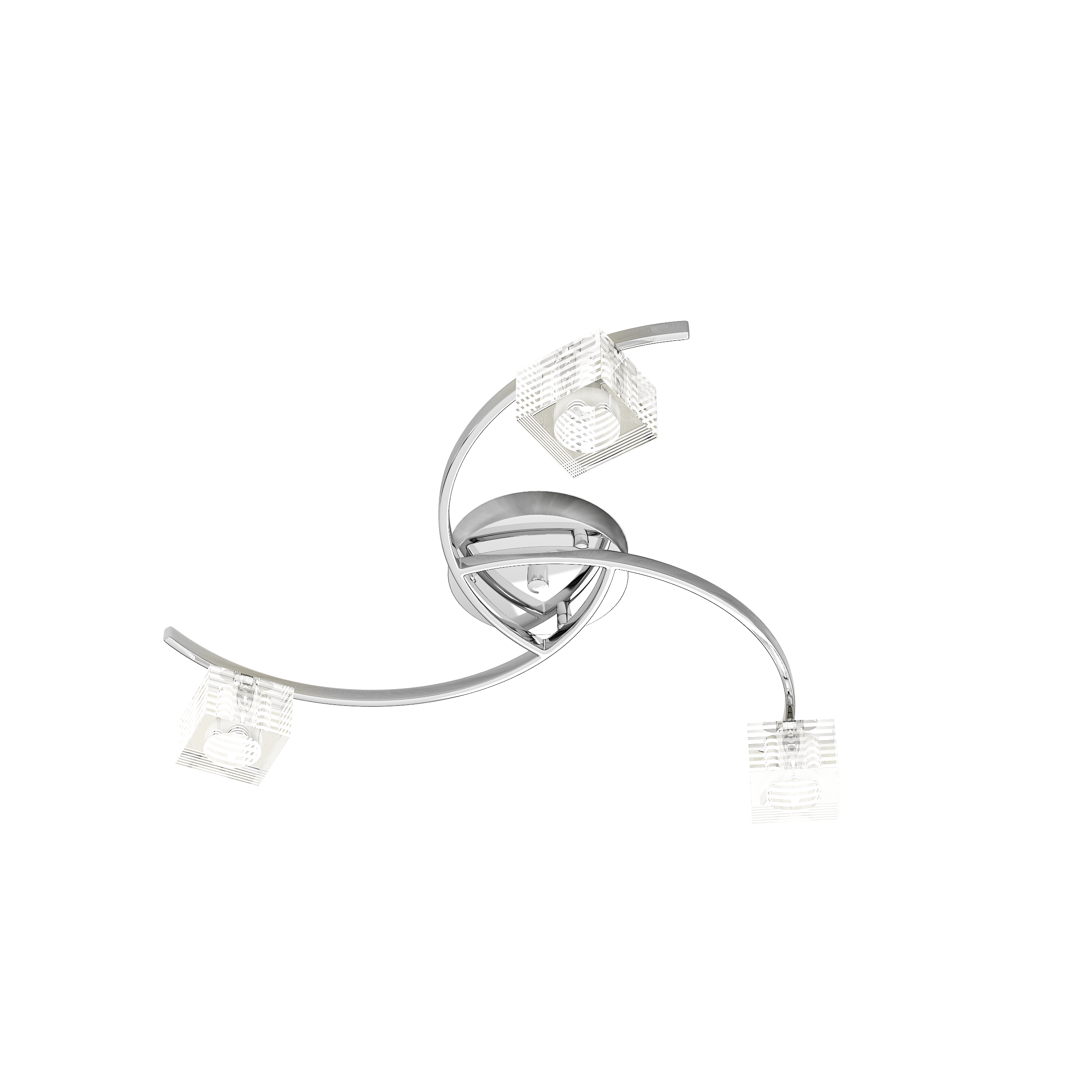 Toplight Plafoniera da soffitto 3 luci Metropolitan con attacco G9, struttura cromo e vetro lavorato, design moderno 50x50x12cm