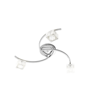 Toplight Plafoniera da soffitto 3 luci Metropolitan con attacco G9, struttura cromo e vetro lavorato, design moderno 50x50x12cm