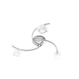 Toplight Plafoniera da soffitto 3 luci Metropolitan con attacco G9, struttura cromo e vetro lavorato, design moderno 50x50x12cm