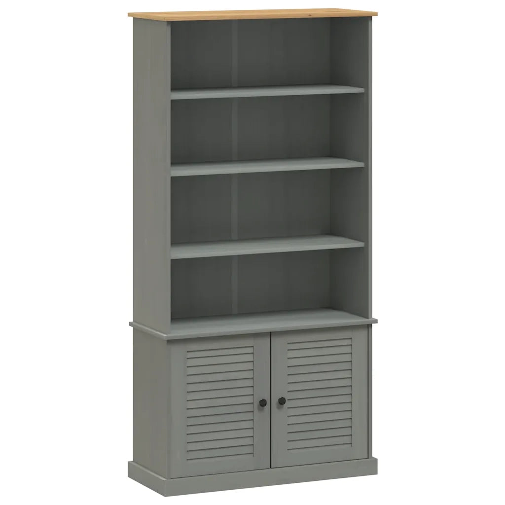 Libreria VIGO 85x35x170 cm in Legno Massello di Pino Grigiocod mxl 105419