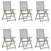 Sedie da Giardino Reclinabili 6 pz con Cuscini Massello Acacia 3065318