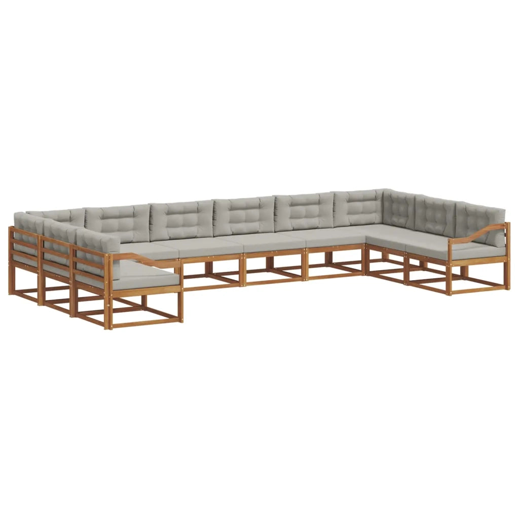 Set di divani da esterno 10 pcs Grigio Naturale e Chiaro 3368254